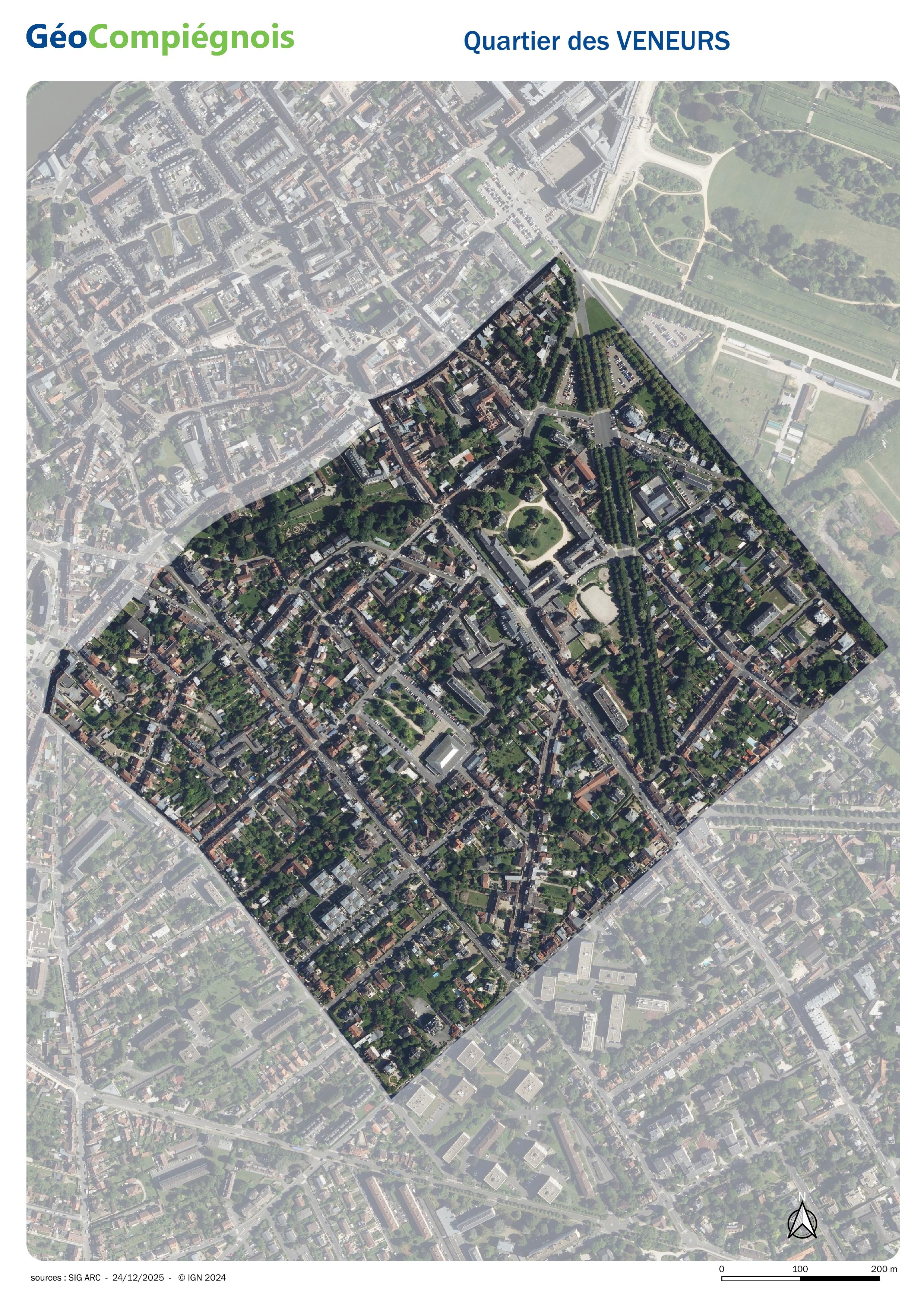 Photographie aérienne 2024 du quartier des Veneurs