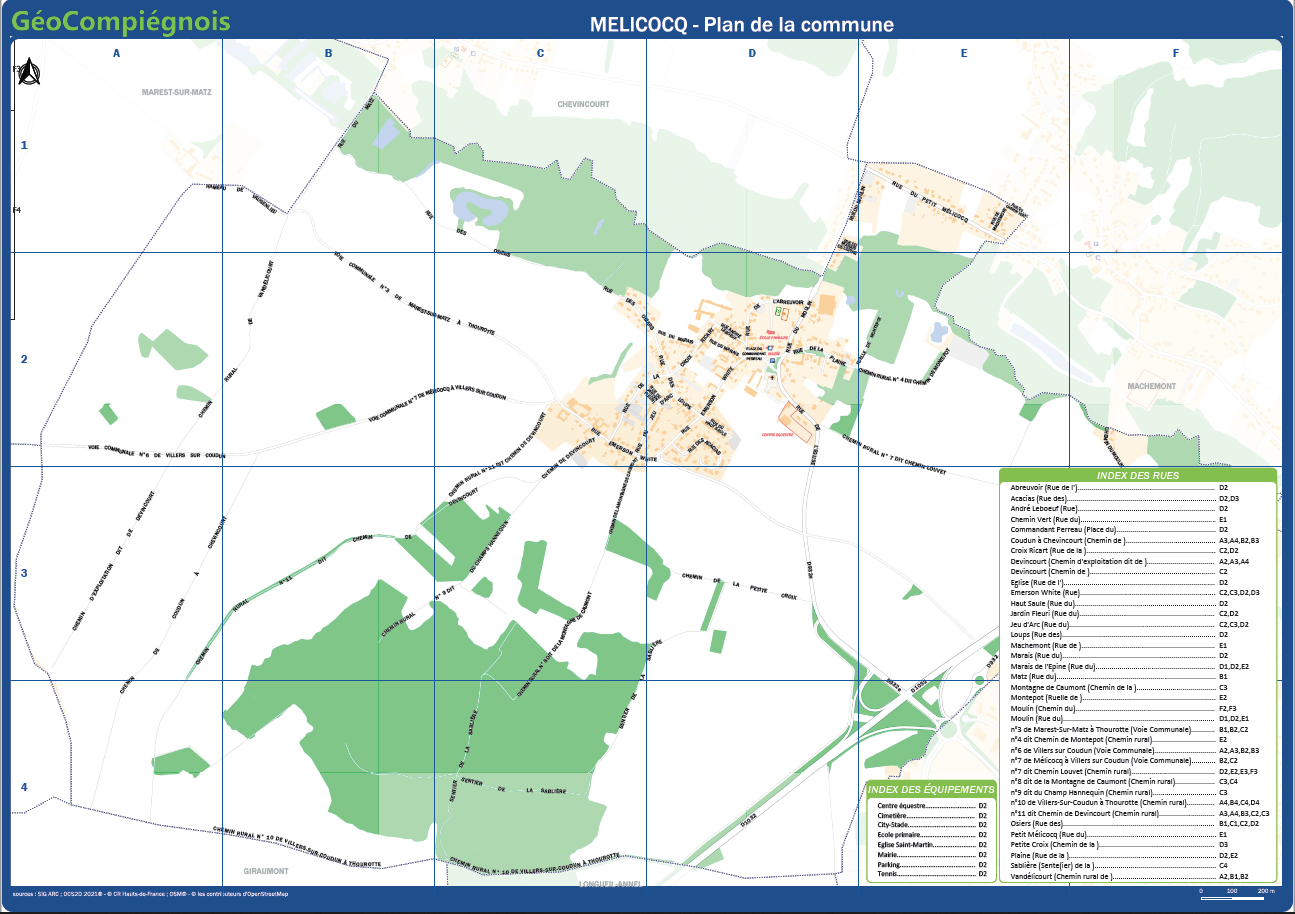 Plan de la commune de Mélicocq