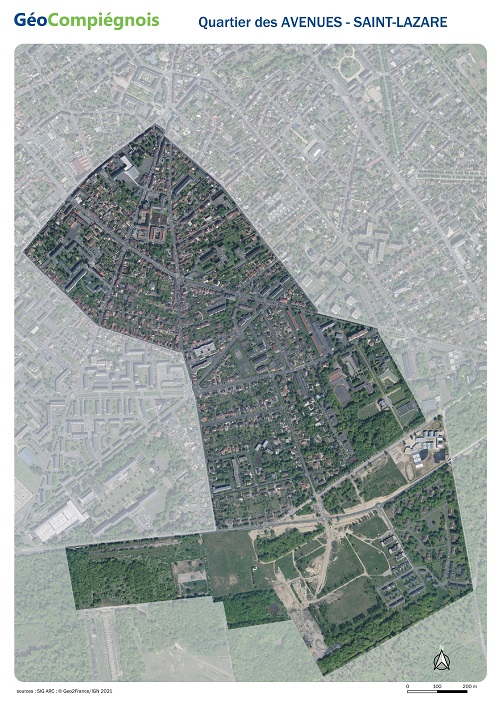 Photographie aérienne 2018 du quartier des Avenues - Saint-Lazare