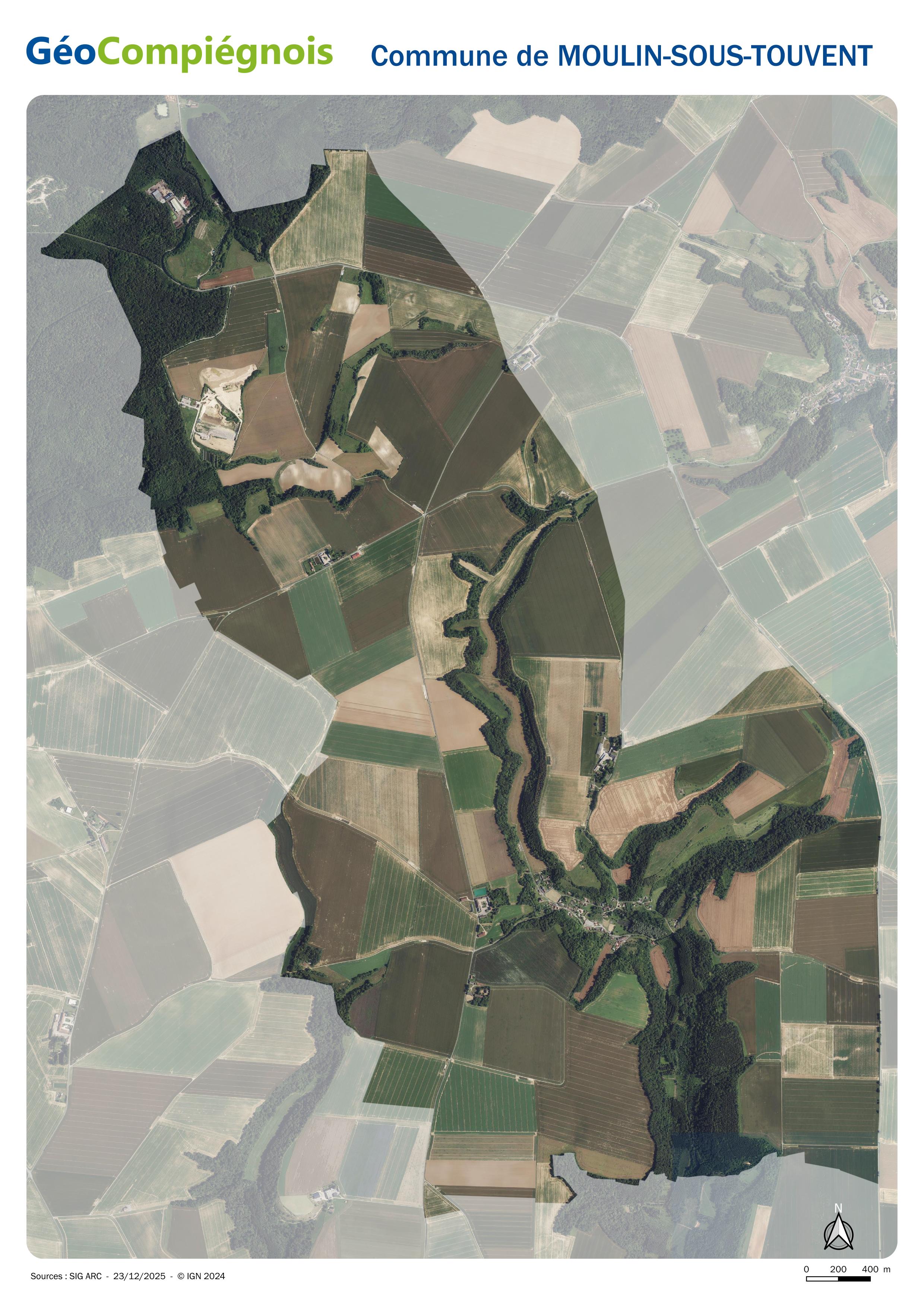 Photographie aérienne 2024 sur la commune de Moulin-sous-Touvent