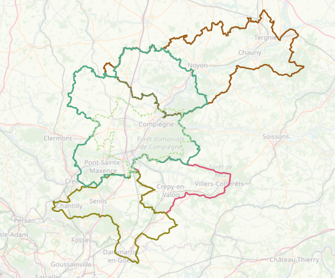 Schéma d'aménagement et de gestion de l'eau (SAGE) - Périmètre des syndicats sur les communes du Grand Compiègnois