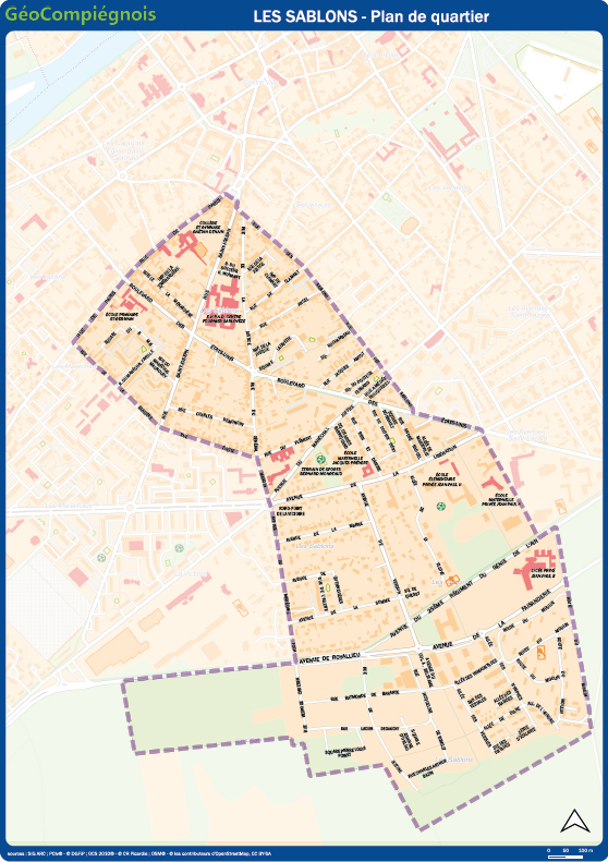 Plan du quartier des Sablons