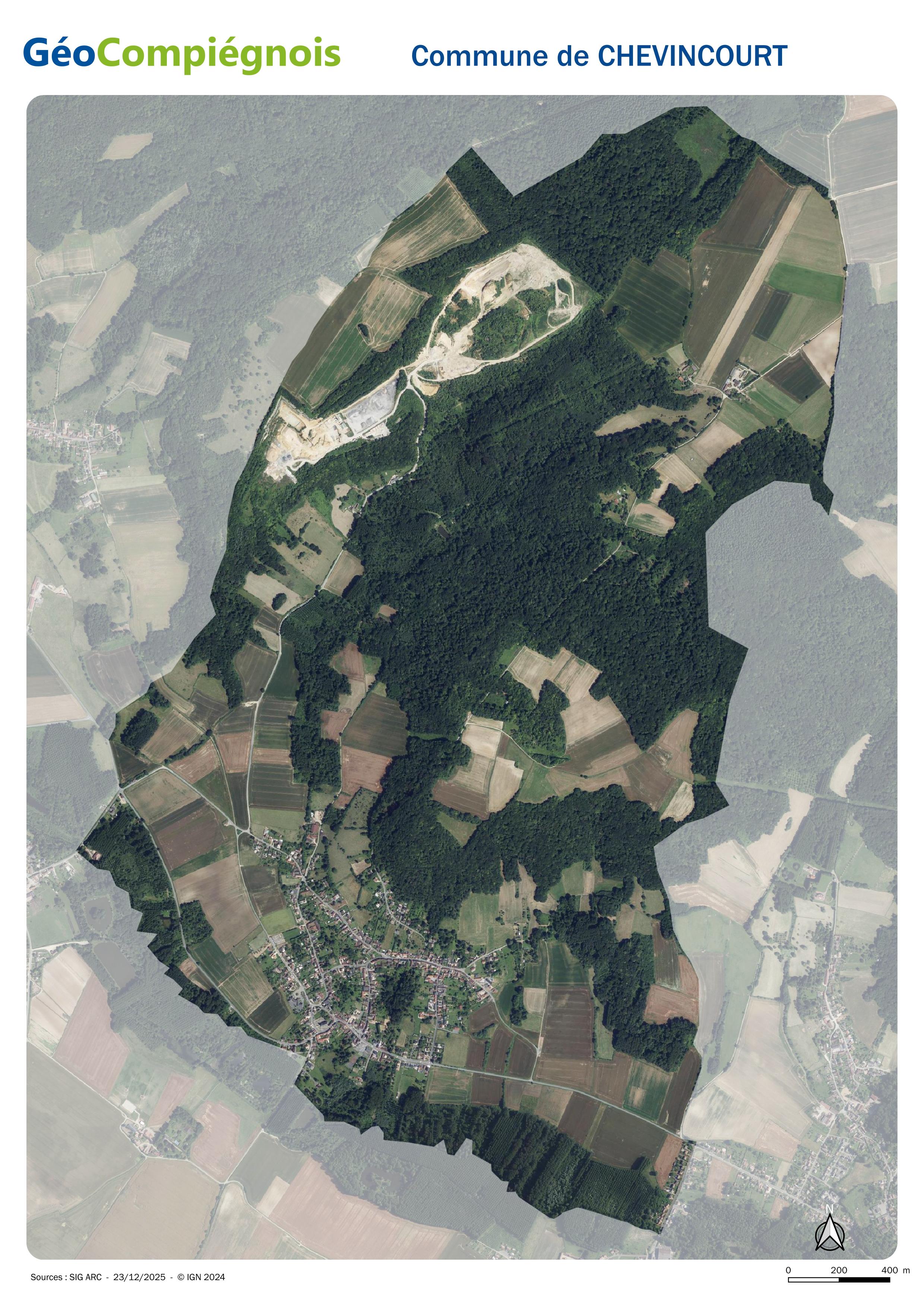 Photographie aérienne 2024 sur la commune de Chevincourt