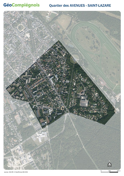 Photographie aérienne 2021 du quartier des Avenues - Saint-Lazare