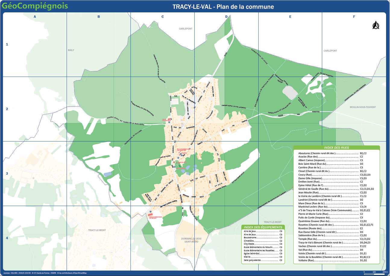 Plan de ville de la commune de Tracy-le-Val