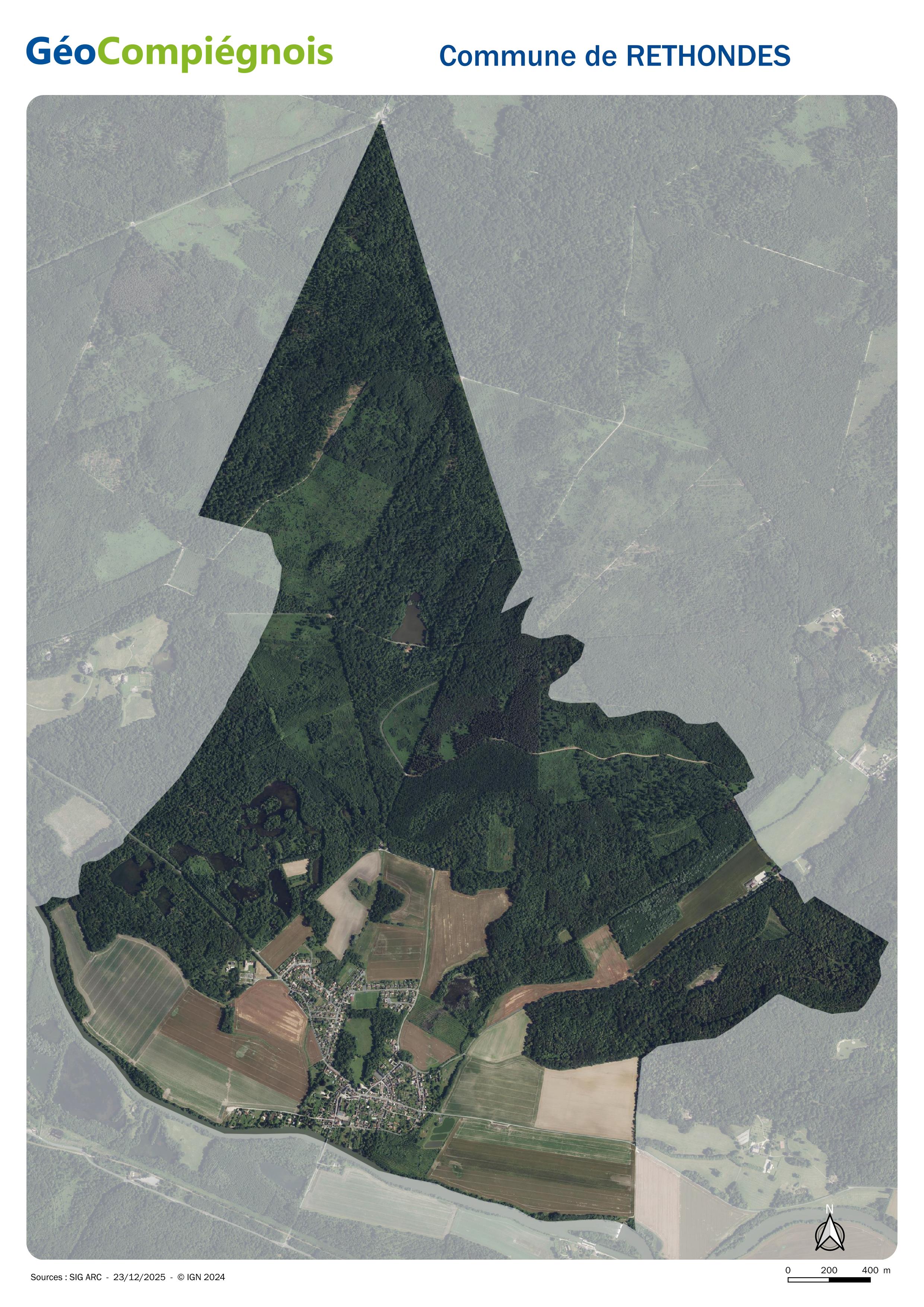 Photographie aérienne 2024 sur la commune de Rethondes