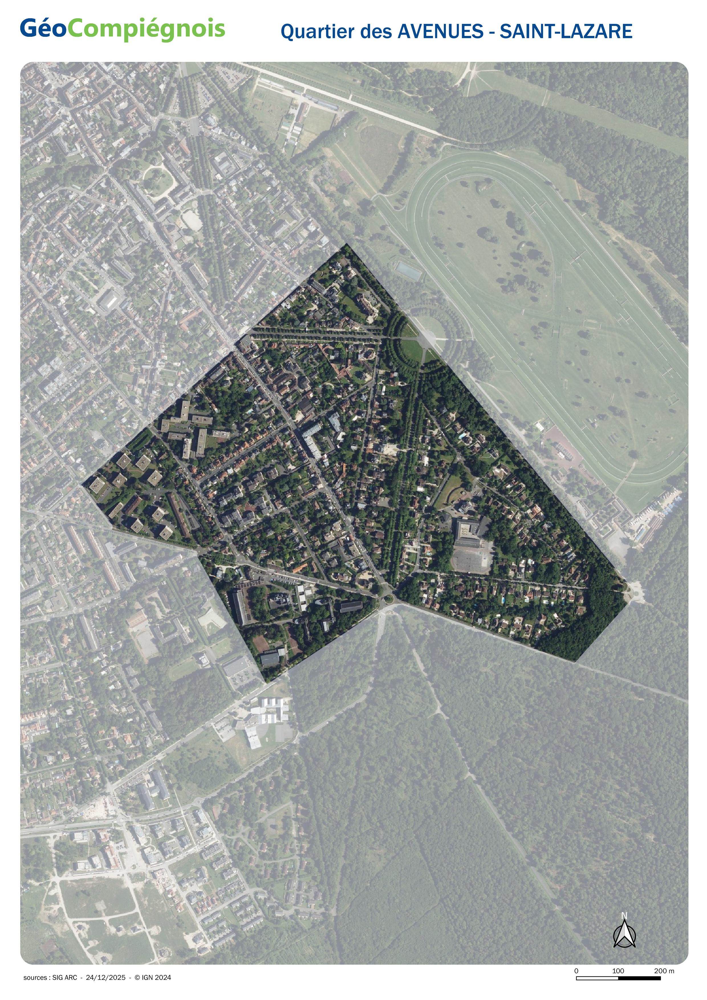 Photographie aérienne 2024 du quartier des Avenues - Saint-Lazare