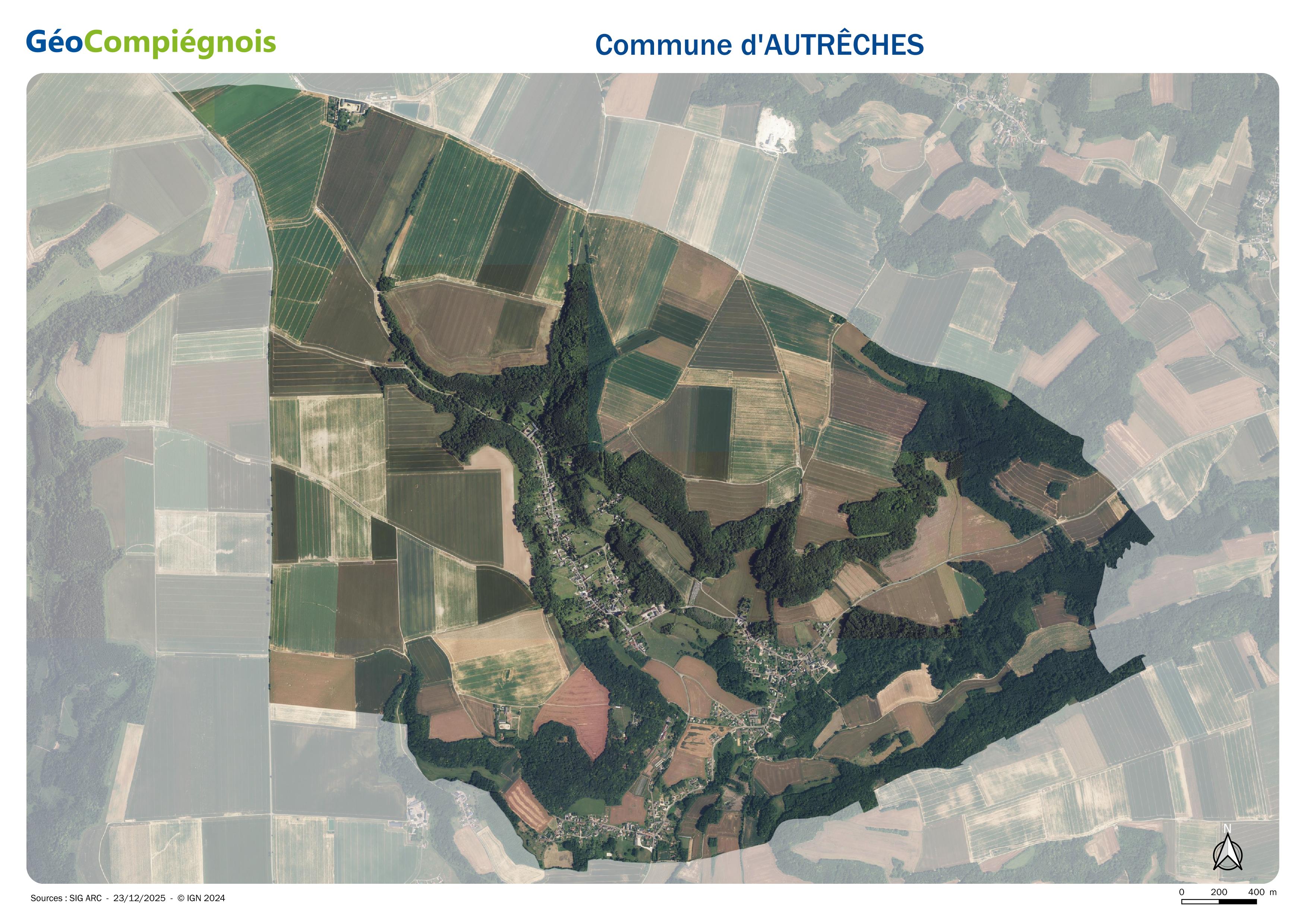 Photographie aérienne 2024 sur la commune d'Autrêches