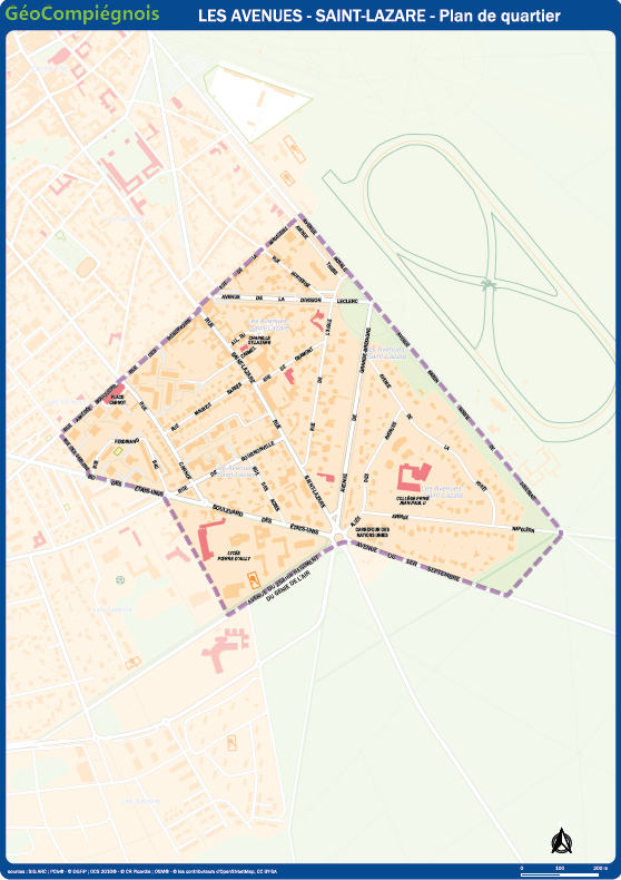 Plan du quartier des Avenues - Saint-Lazare