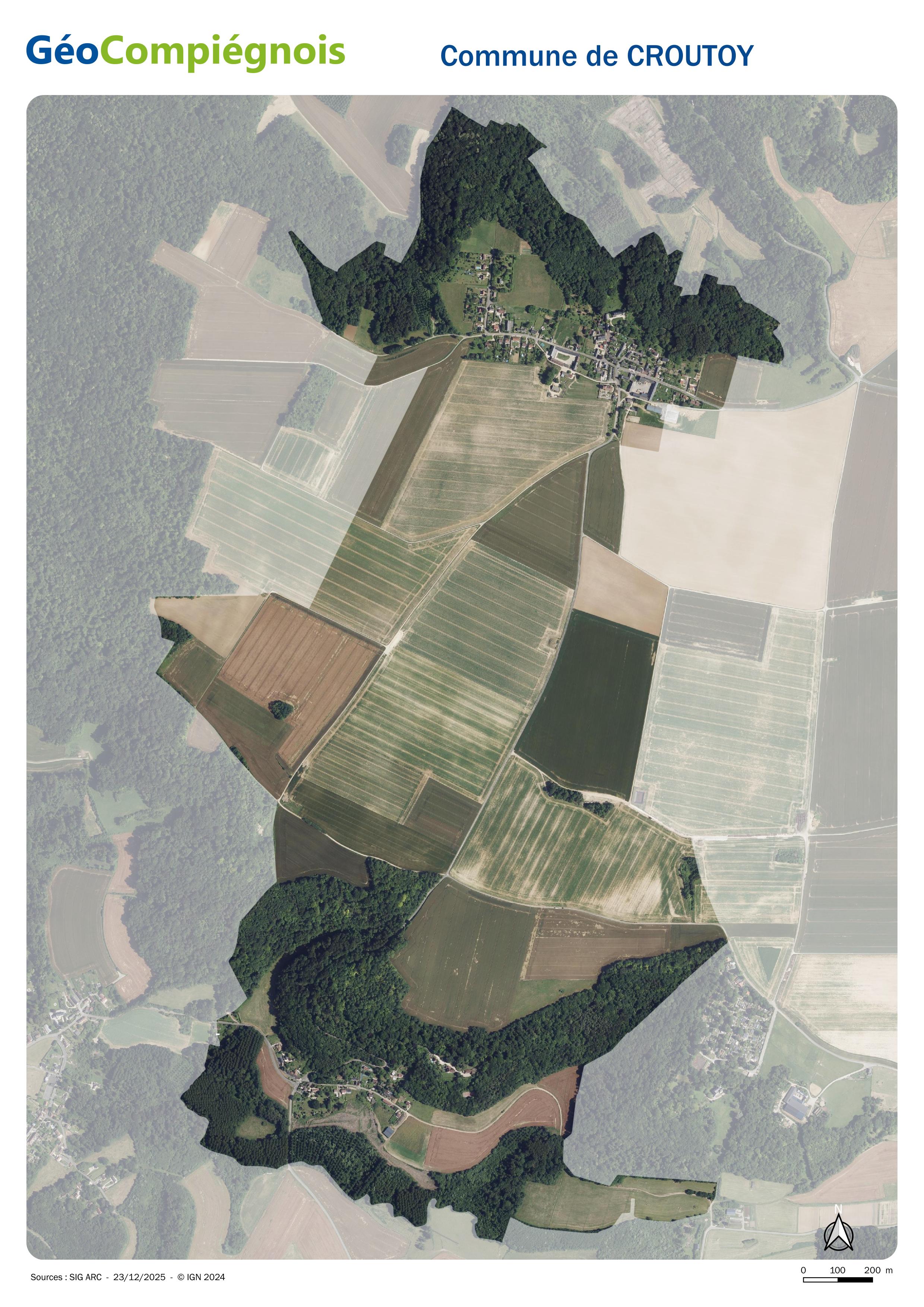 Photographie aérienne 2024 sur la commune de Croutoy