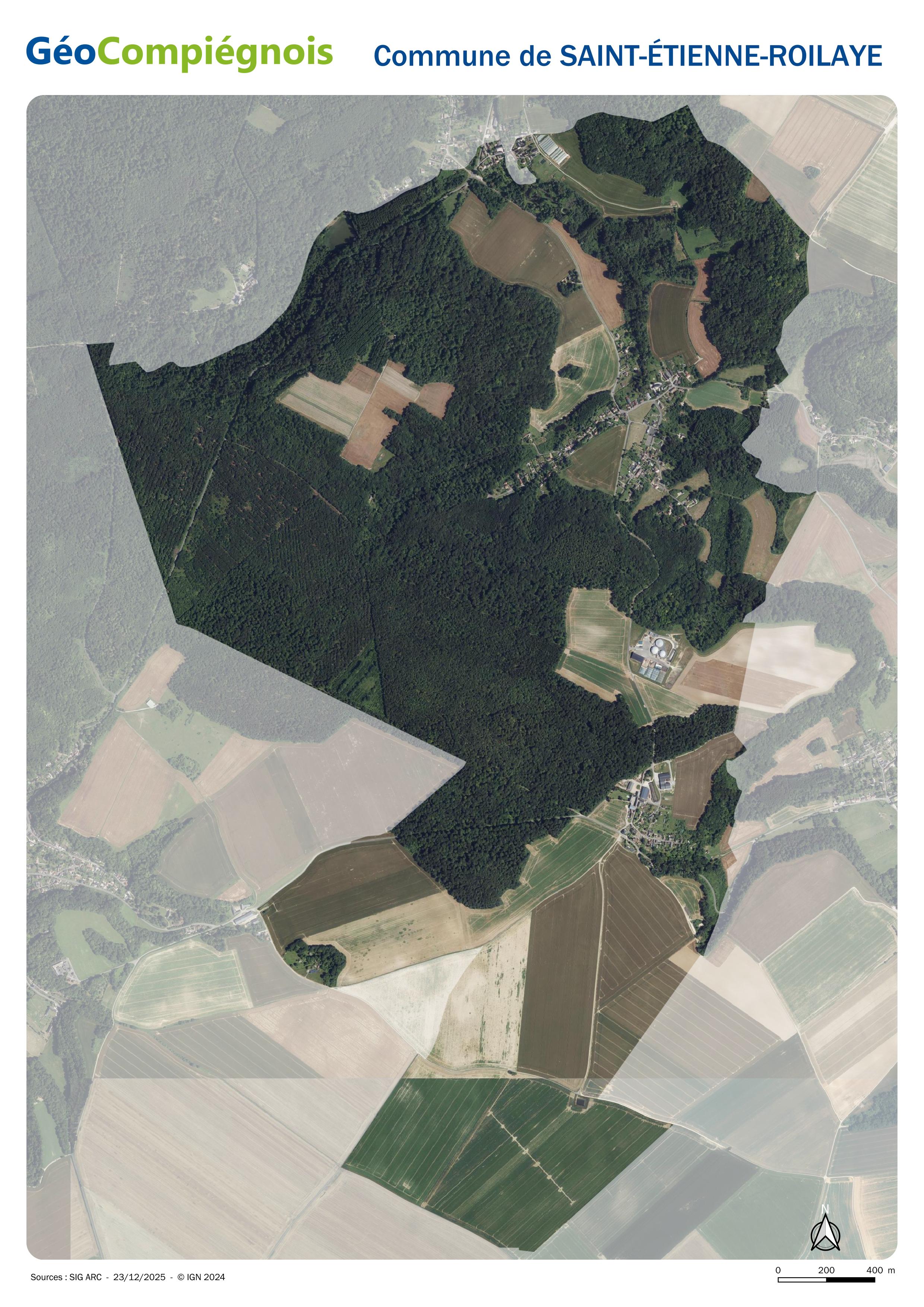 Photographie aérienne 2024 sur la commune de Saint-Etienne-Roilaye