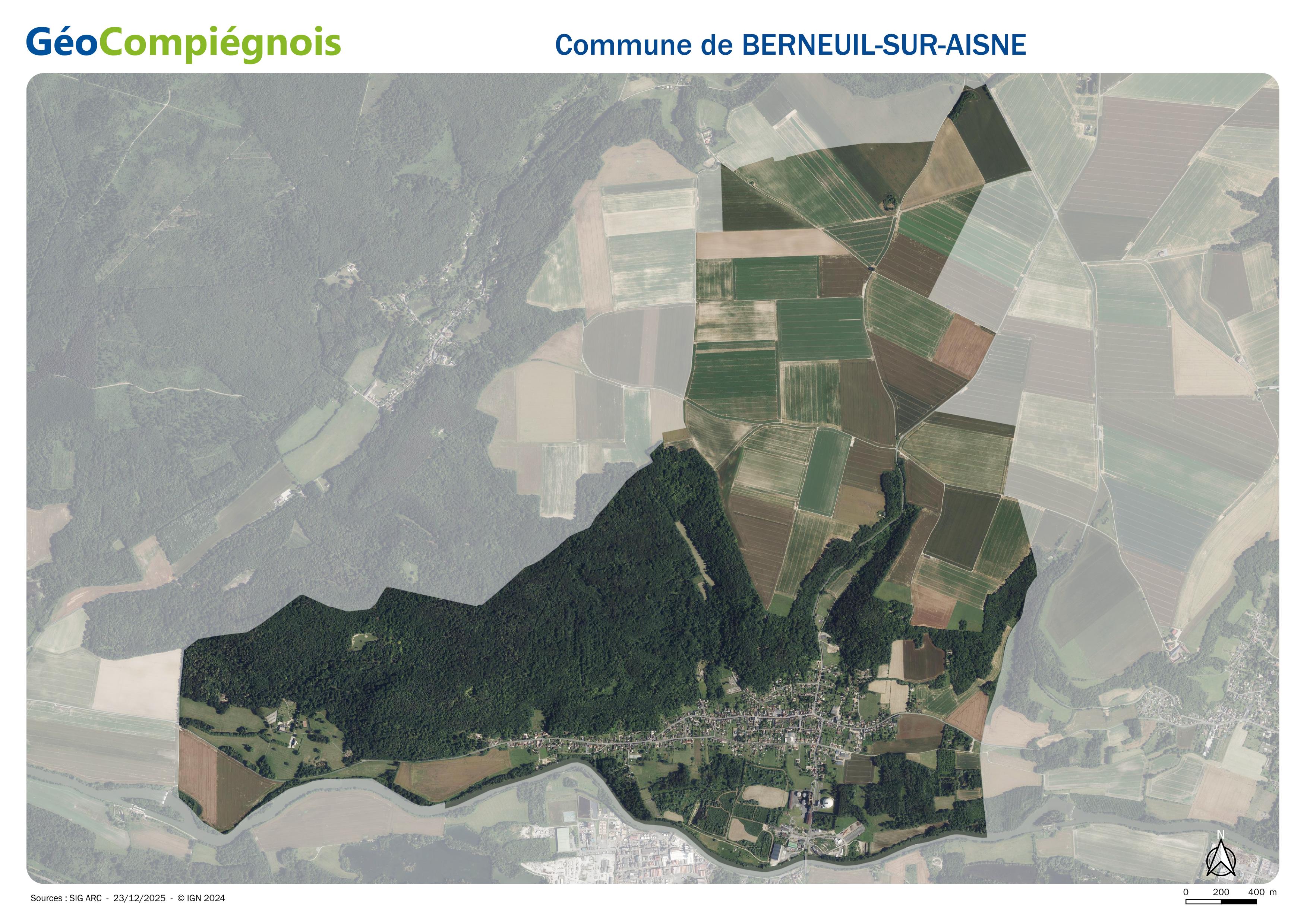 Photographie aérienne 2024 sur la commune de Berneuil-sur-Aisne
