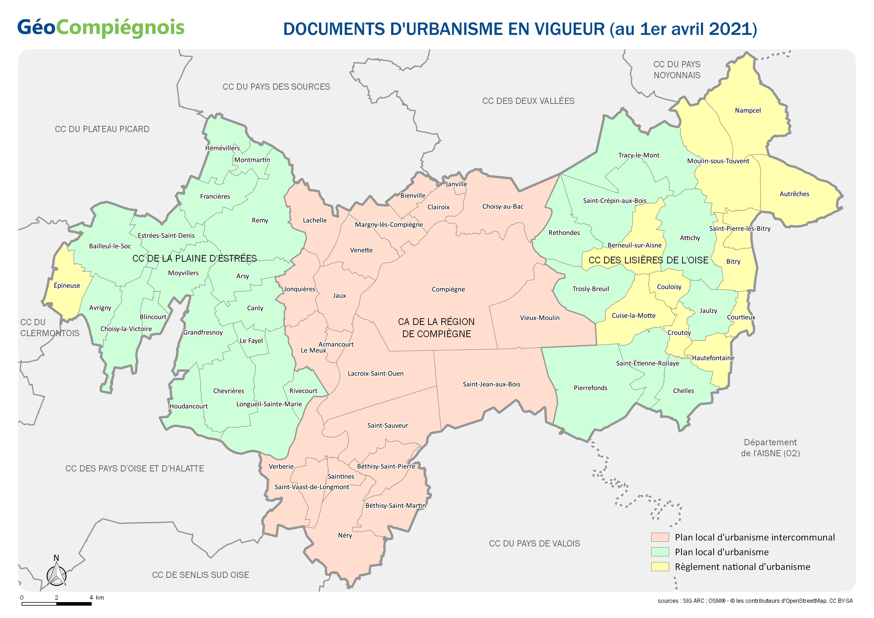 Documents d'urbanisme en vigueur sur les collectivités du Pays Compiégnois