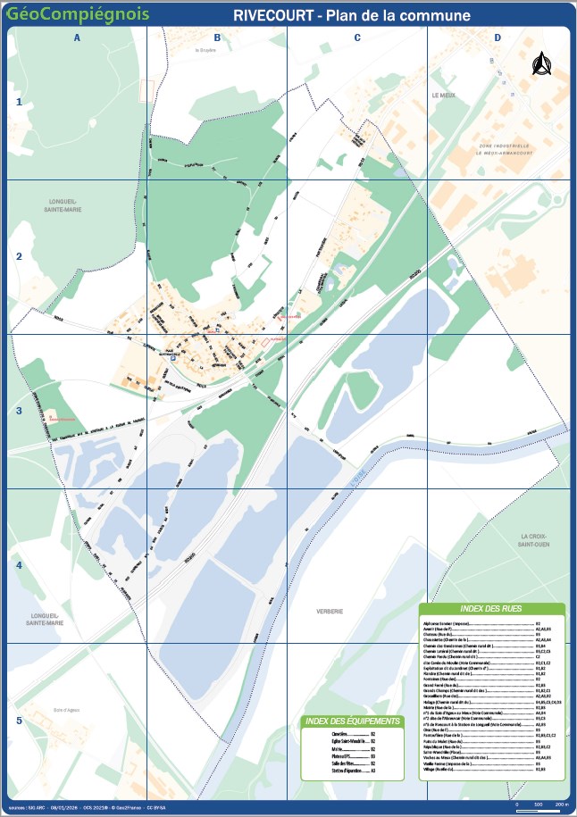 Plan de ville de la commune de Rivecourt