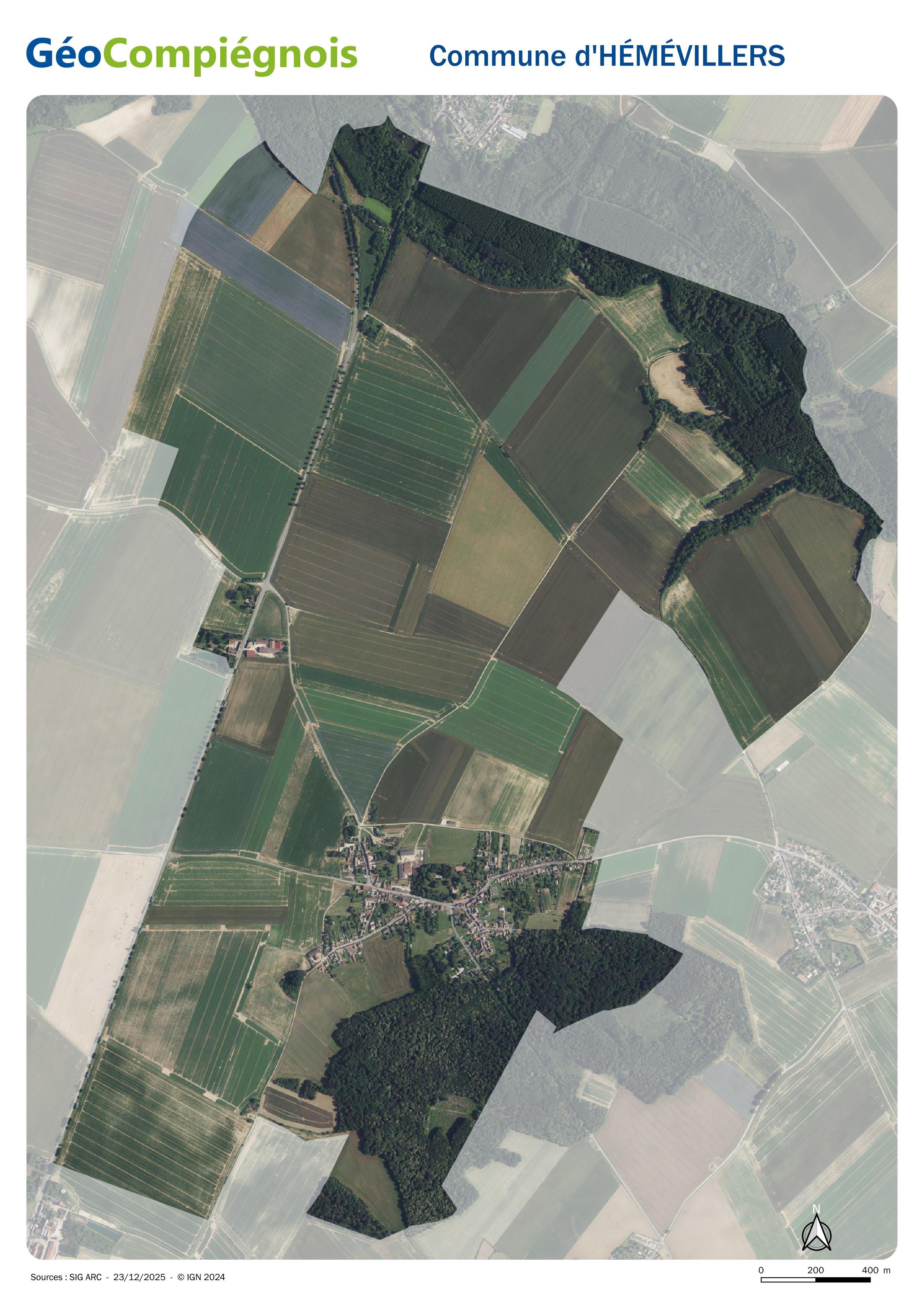 Photographie aérienne 2024 sur la commune de Hémévillers