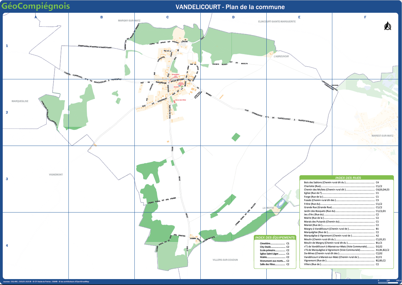 Plan de la commune de Vandélicourt