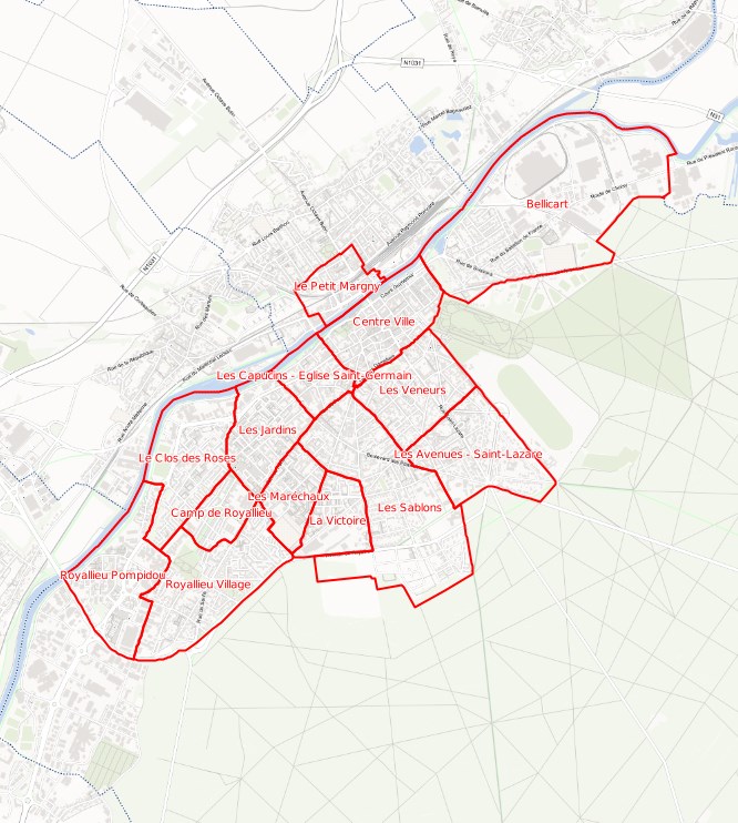 Quartiers administratifs de la ville de Compiègne