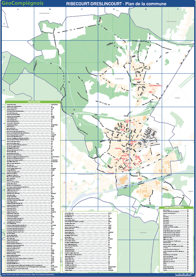 Plan de ville de la commune de Ribécourt-Dreslincourt